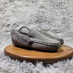 Lamo Aussie Faux Lambswool Moccasins Moc Ultra Womens Size 11 Mens 10 Grey Suede